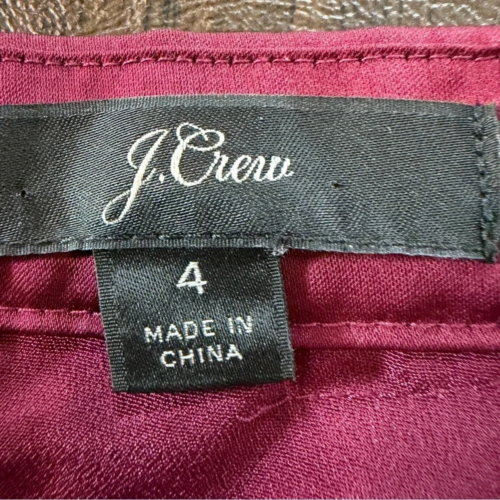J Crew Elegant Cranberry Pleated A Line Skirt Sz 4